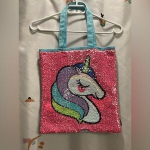 Blue and pink Sequin Unicorn Tote Bag